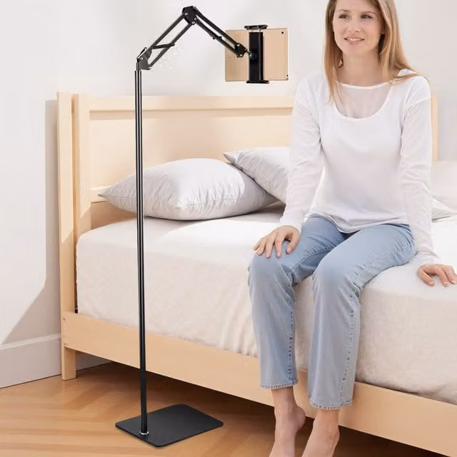 Lifeideas Adjustable Floor Phone and Tablet Stand - Black