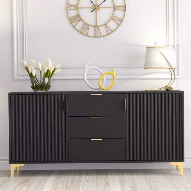 Creative Furniture Tide Crest Sideboard in Black and Gold – 1