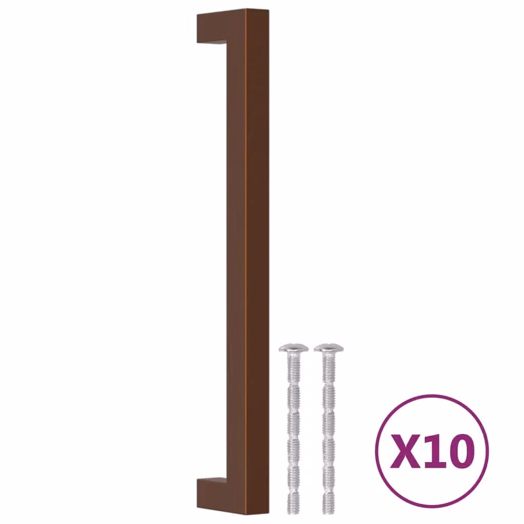 Berkfield Home Bronze Stainless Steel Bar Cabinet Handles, 10 Pack, Brown, Length: 192 mm
