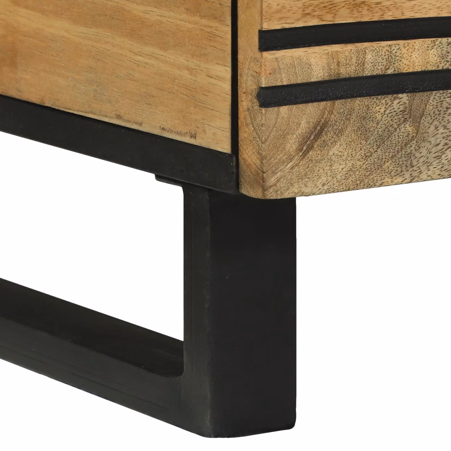Berkfield Home Modern Rectangular Coffee Table in Brown Mango Wood and Black Metal, W: 100 cm, D: 54 cm, H: 40 cm – 5