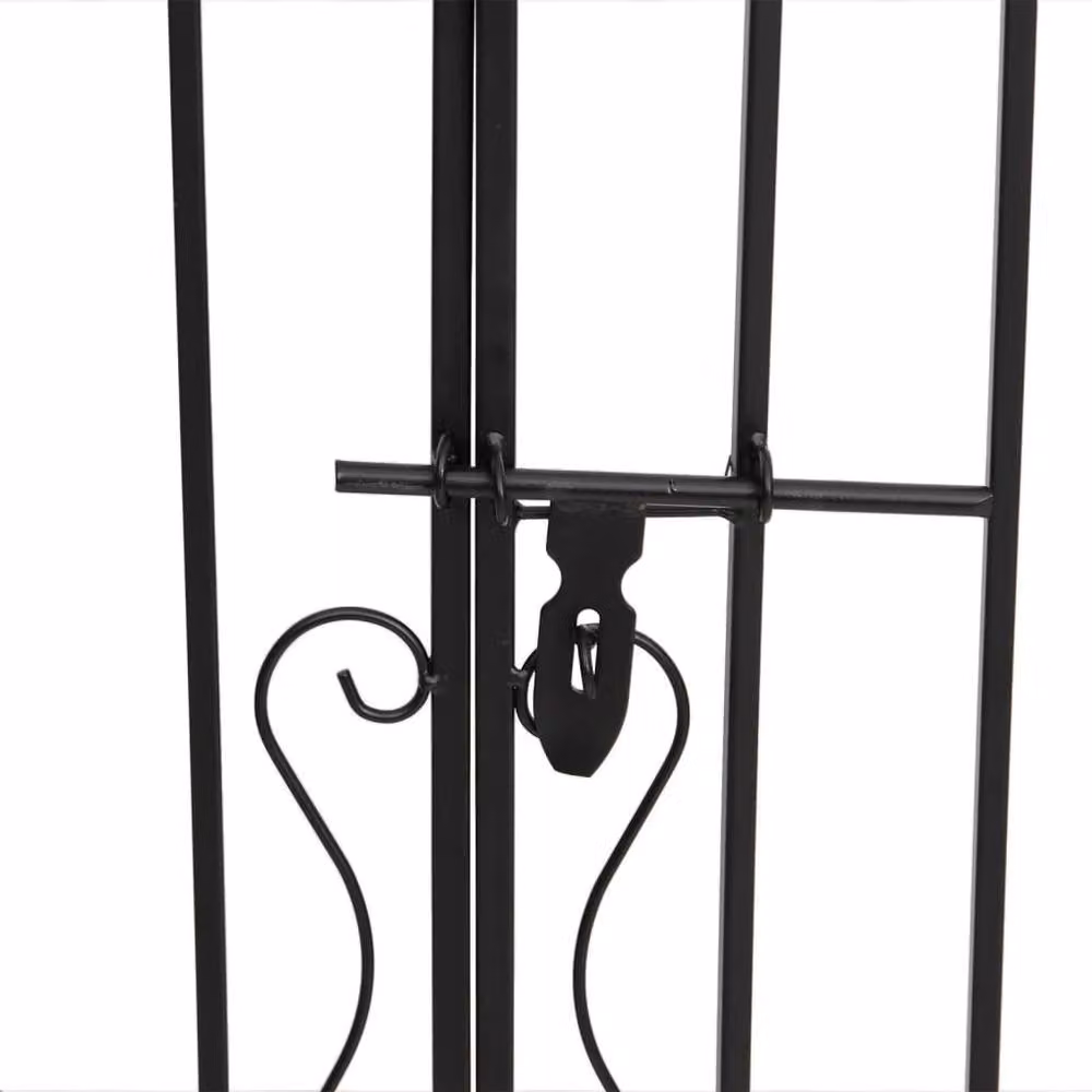 Berkfield Home Black Wrought Iron Swing Garden Gate, W/D/H: 121 x 8 x 120 cm – 4