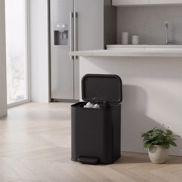 SONGMICS 20L Soft-Close Pedal Kitchen Bin in Black Steel