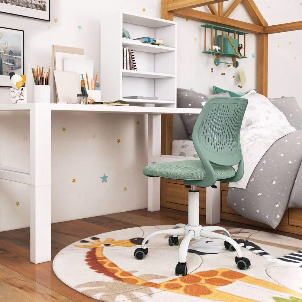 Costway Ergonomic Adjustable Childrens Study Chair in Green – 3