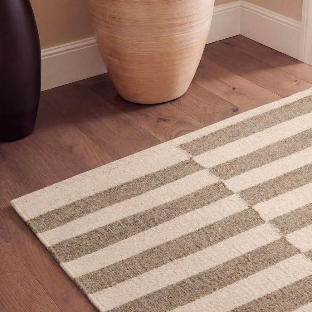 THE RUGS Vika Handwoven Wool Striped Reversible Rug in Grey, W: 80 cm, L: 150 cm – 4