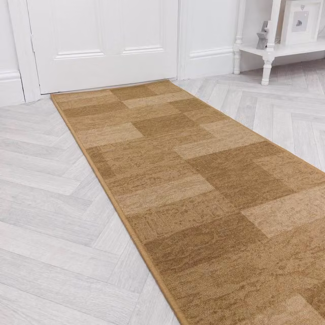 runrug Icona Hallway Runner Rug in Light Brown, Non-Slip and Hardwearing, W: 80 cm, L: 240 cm