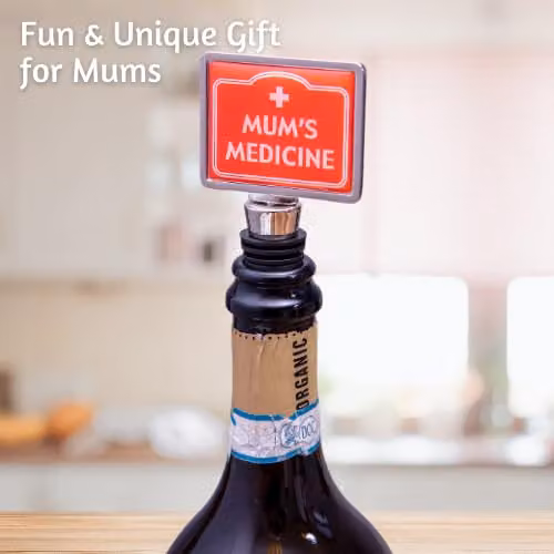 Boxer Gifts Mum's Medicine Novelty Wine Bottle Stopper, Red Metal – 4