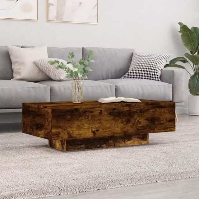 Berkfield Home Smoked Oak Coffee Table in Brown, W/D/H: 100 x 49.5 x 31 cm