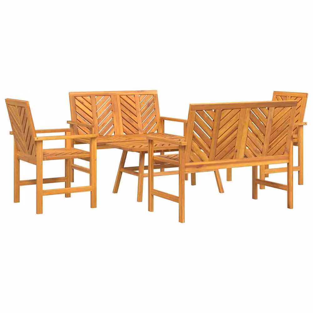 Berkfield Home Modern 5 Piece Garden Lounge Set in Brown Solid Acacia Wood – 3