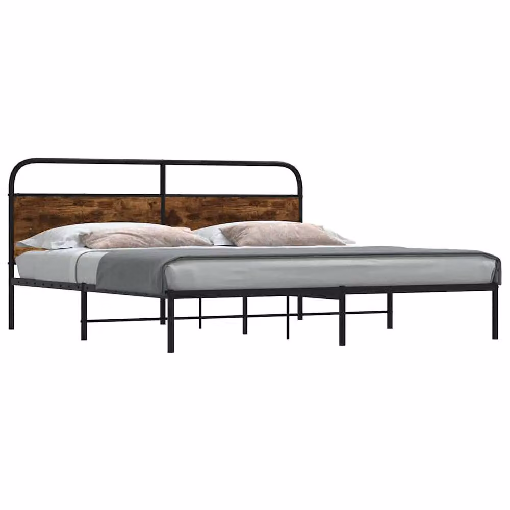 Berkfield Home Metal Bed Frame in Smoked Oak, W/D/H: 180 x 200 cm Super King – 2