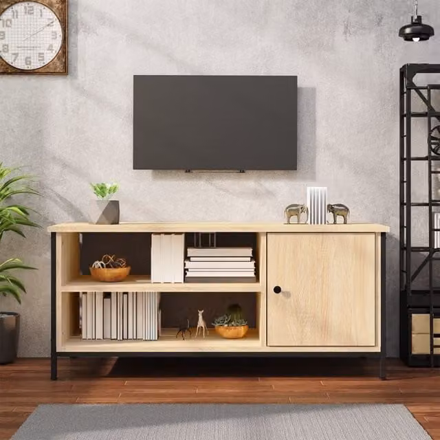 Berkfield Home TV Cabinet in Sonoma Oak Brown, W/D/H: 100 x 40 x 45 cm