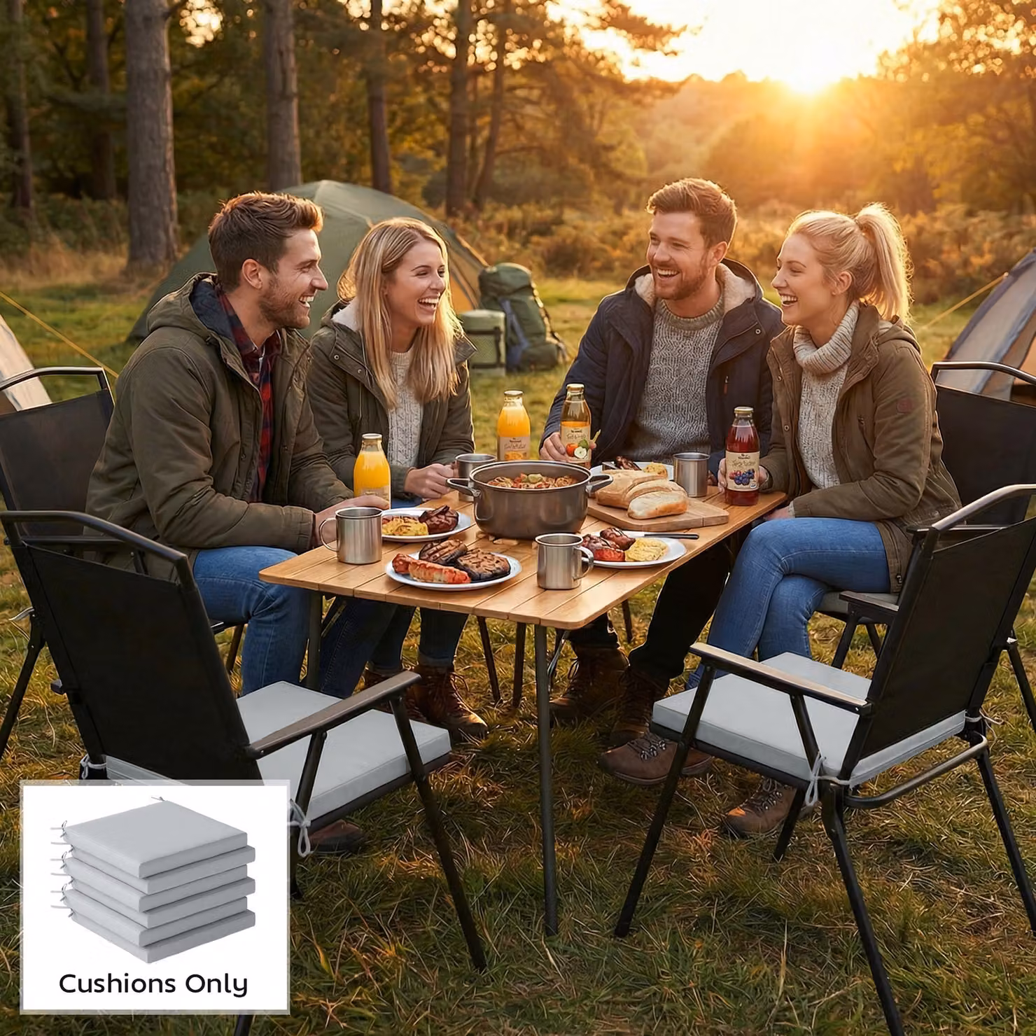 Outsunny Set of 6 Water Repellent Outdoor Seat Cushions in Light Grey with Machine Washable Polyester Covers – 7