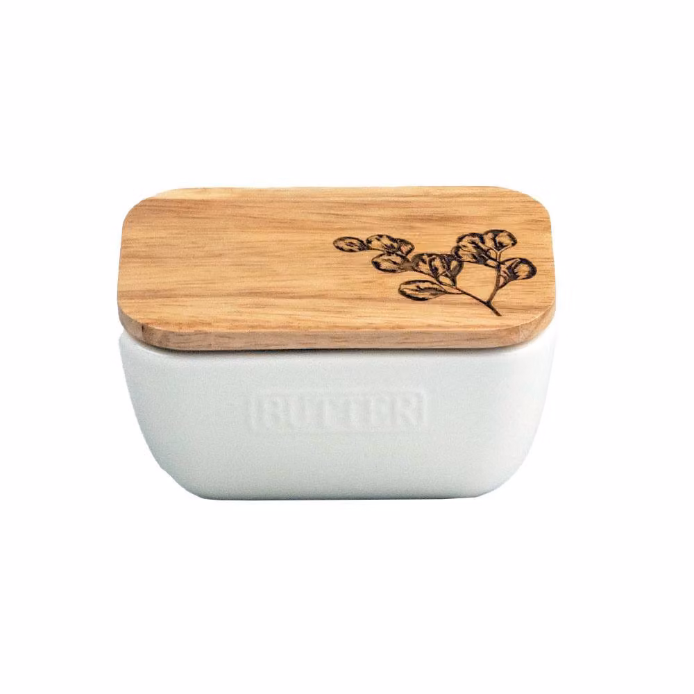 Selbrae House Flora White Ceramic Butter Dish in Warm White – 2
