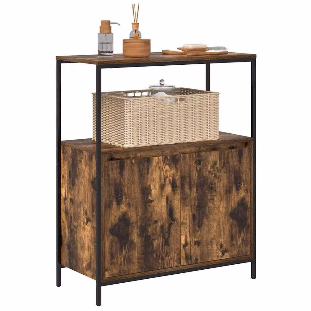 Berkfield Home Smoked Oak Bathroom Cabinet in Brown with Shelves, W/D/H: 76.5 x 35 x 95 cm – 3
