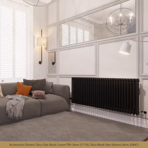 UK Radiators Alpha Black 3 Column Traditional Cast-Iron Style Steel Radiator, W: 135.5 cm, H: 60 cm – 3