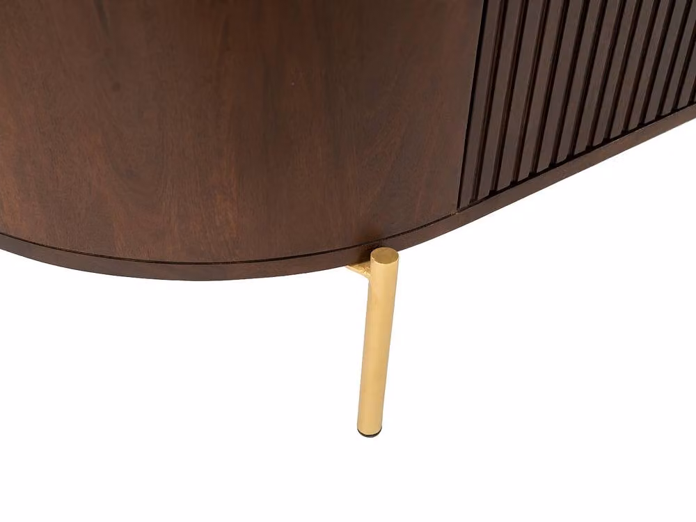 Vente-unique NEVILI Mango Wood and Metal TV Unit with 2 Doors, Brown and Gold, W: 160 cm, D: 40 cm, H: 45 cm – 4