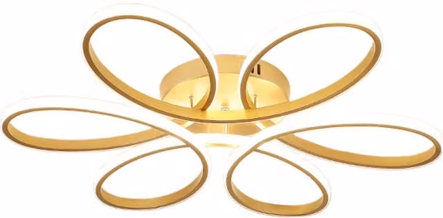 Living Star Modern LED Semi Ceiling Light with Acrylic Petals in Gold and White, 52W