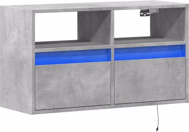 Berkfield Home Modern TV Wall Cabinet with LED Lights in Concrete Grey, W: 80 cm, D: 31 cm, H: 45 cm