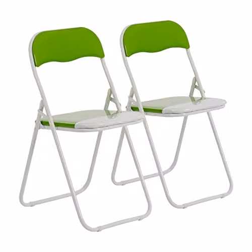 Harbour Housewares Padded Folding Chairs in Green, Pack of 2 – 1