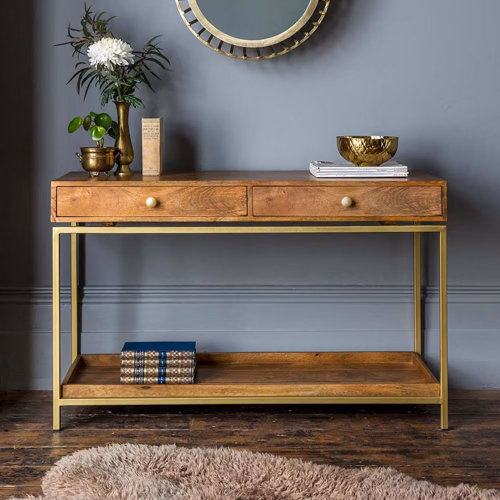 Atkin & Thyme Henley Mango Wood Console Table in Brown