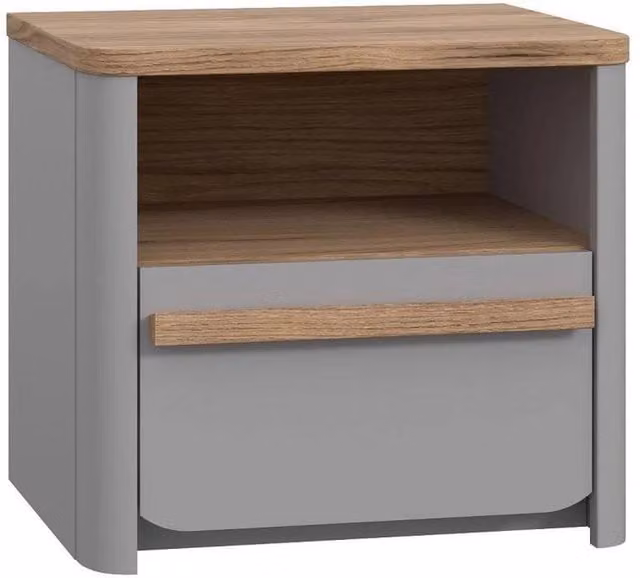 VOGREX Grey 1 Drawer Bedside Cabinet with Shelf – 1