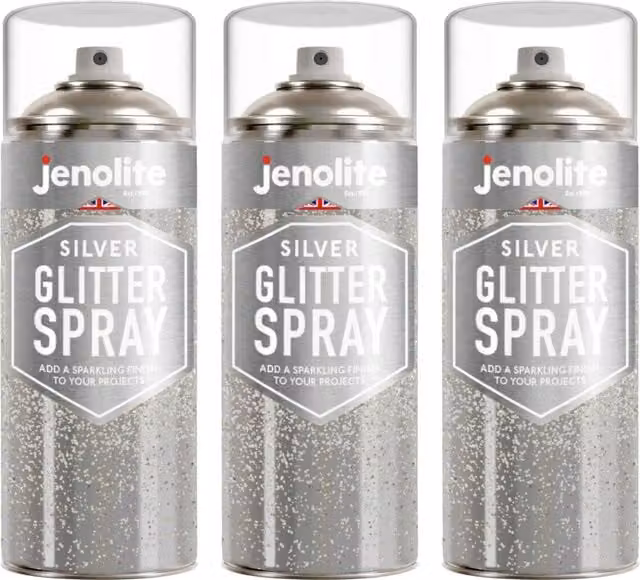 Jenolite Quick Drying Clear Glitter Spray Sealant with Silver Glitter