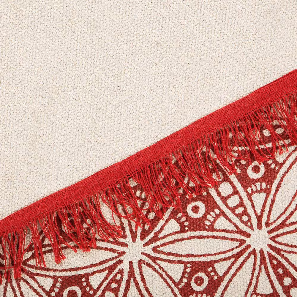Wyld and Coco Mezitili Red Cotton Mandala Woven Round Rug, Diameter: 120 cm – 3