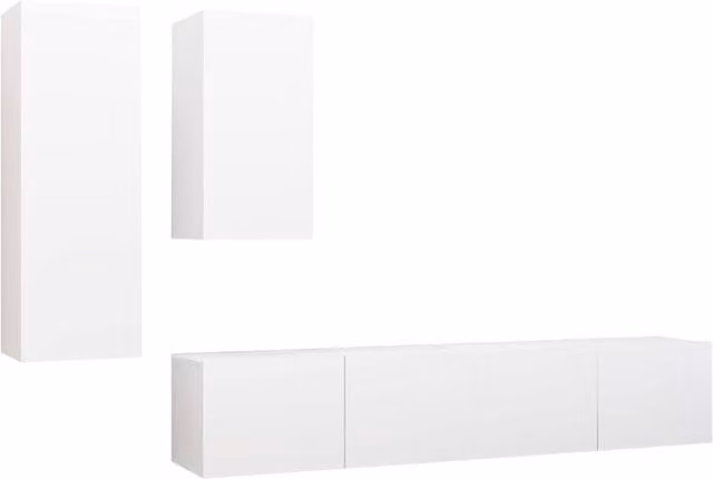Berkfield Home 4 Piece Modern White Matt TV Cabinet Set in Engineered Wood – 1