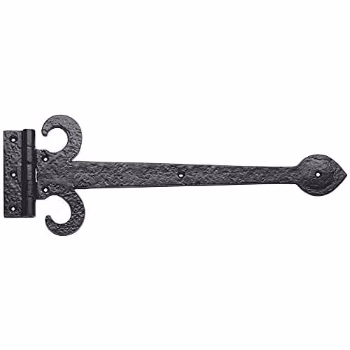 Loops Pair of Ornate Sword T-Hinges in Black Antique, 381mm