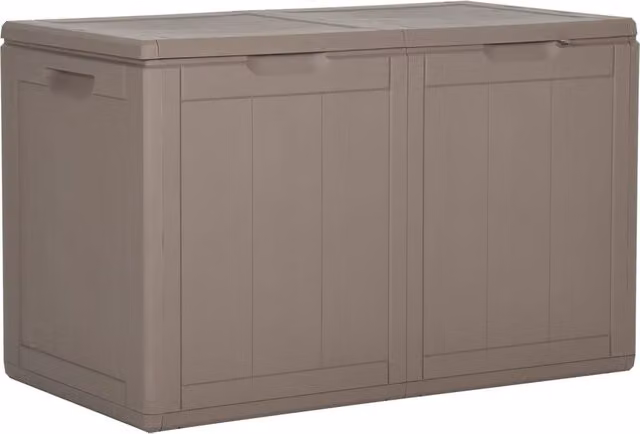 Berkfield Home Garden Storage Box, 180L, Brown Rattan Style Plastic
