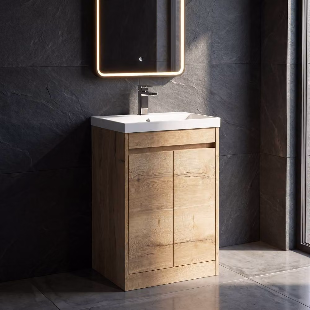 Balterley Chartley 2 Door Vanity Unit with Thin-Edge Basin in Autumn Oak Brown, Width: 50 cm – 3