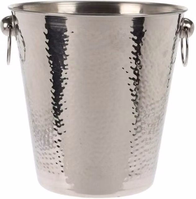 Nordara Stainless Steel Hammered Ice Bucket with Handles in Silver, 1000ml
