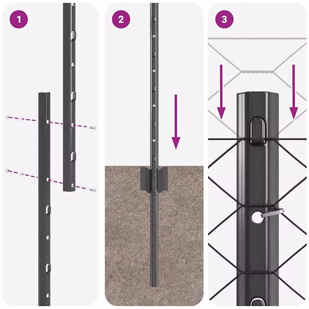 Berkfield Home 22-Piece Grey Steel U-Profile Fence Posts, 150 cm – 5