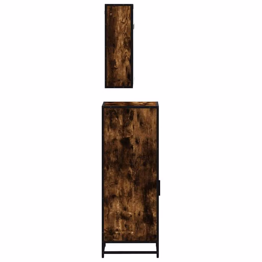 Berkfield Home 3 Piece Industrial Bathroom Furniture Set in Brown Smoked Oak – 4