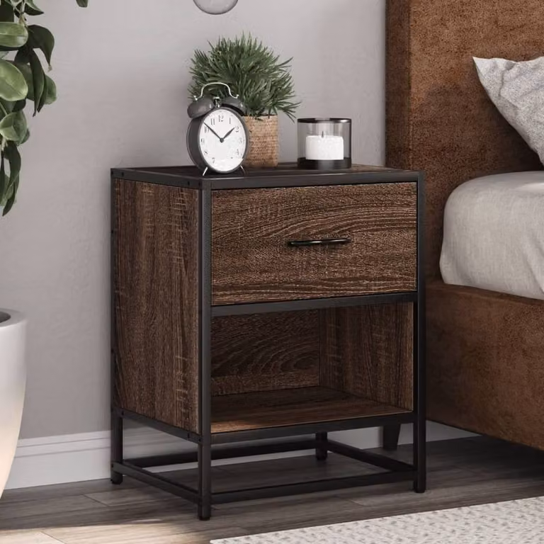 Berkfield Home Brown Oak Bedside Cabinet W/D/H: 40 x 31 x 50 cm