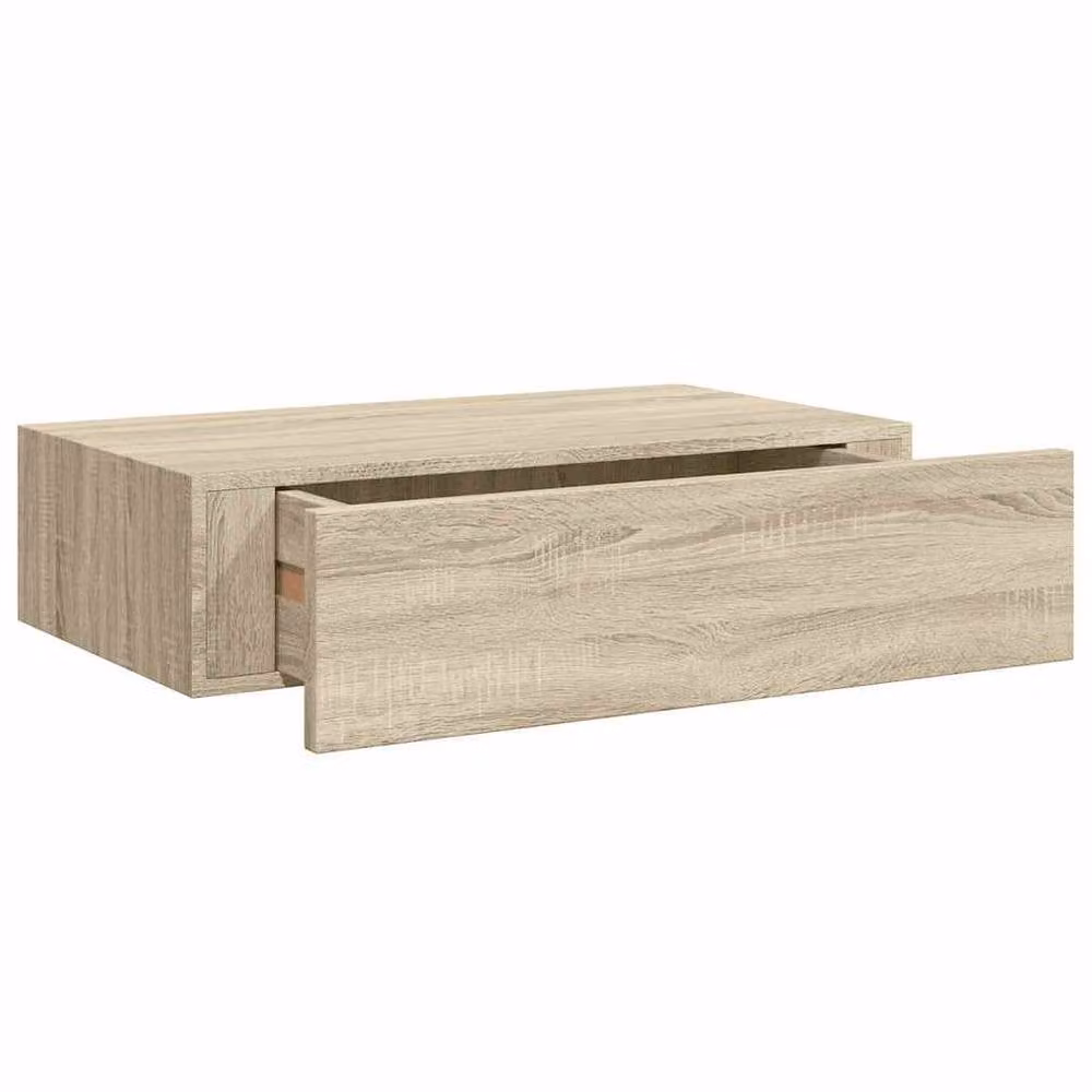 Berkfield Home Elegant Wall-mounted Drawer Shelves, 2 Piece Set in Oak and Beige MDF, W: 40 cm, D: 23.5 cm, H: 10 cm – 2