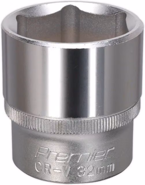 Loops 32mm Steel Drive Socket 1/2 inch Square Drive in Silver Chrome Vanadium