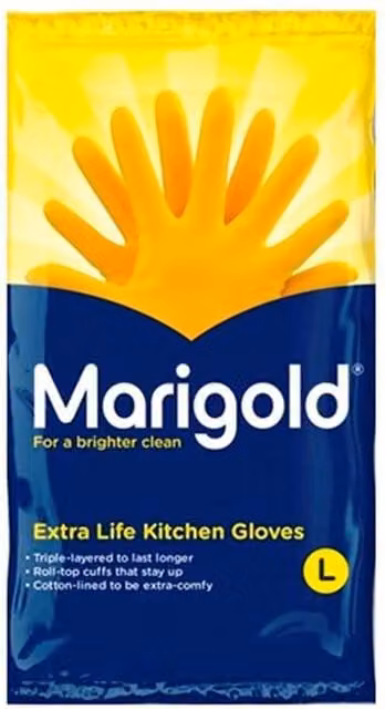 Marigold Extra Life Rubber Kitchen Gloves in Gold, Small