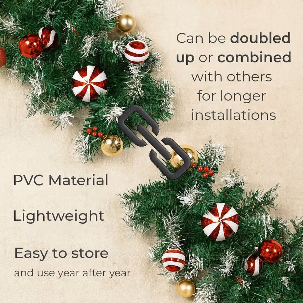 Neo Candy Cane Baubles and Festive Foliage Garland in Dark Green, 2m – 2