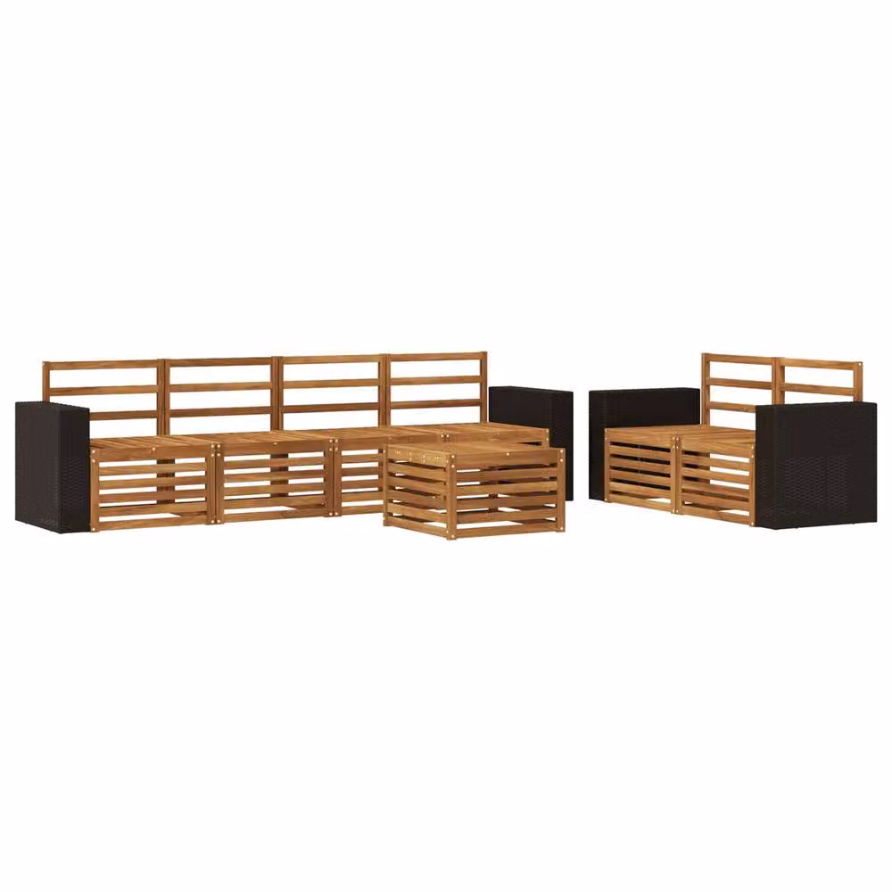 Berkfield Home 7 Piece L-Shape Outdoor Sofa Set in Brown Solid Acacia Wood – 2
