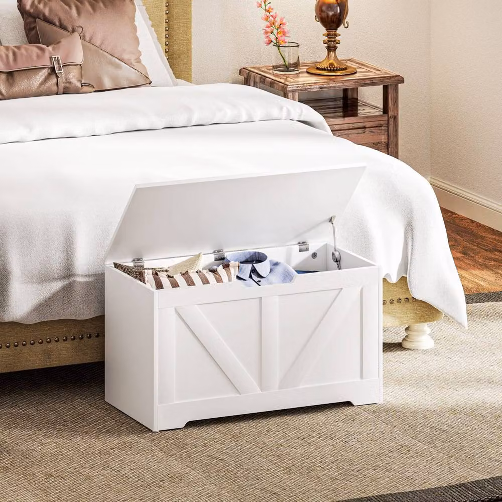 Wyld Haus Kamari 100L White Wood Effect Storage Chest with Soft Close Lid – 4