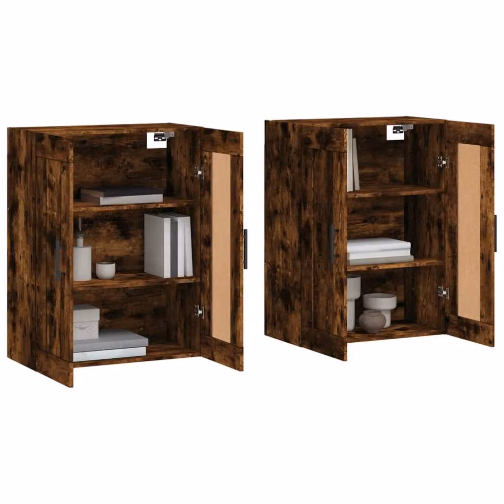 Berkfield Home Set of 2 Wall Mounted Cabinets in Smoked Oak Brown Engineered Wood – 2