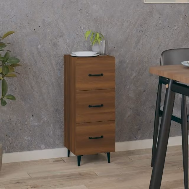 Berkfield Home Classic Sideboard in Brown Oak, W/D/H: 34.5 x 34.0 x 90.0 cm