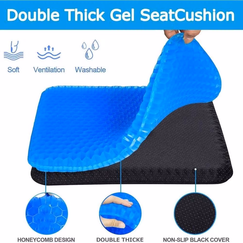 KORVIXA Double Thick Egg Gel Cushion with Cover, Blue, W: 125 cm, L: 150 cm – 3
