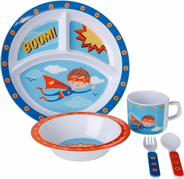 Orsina Super Rupert Childrens Melamine Dinner Set, Multicolour