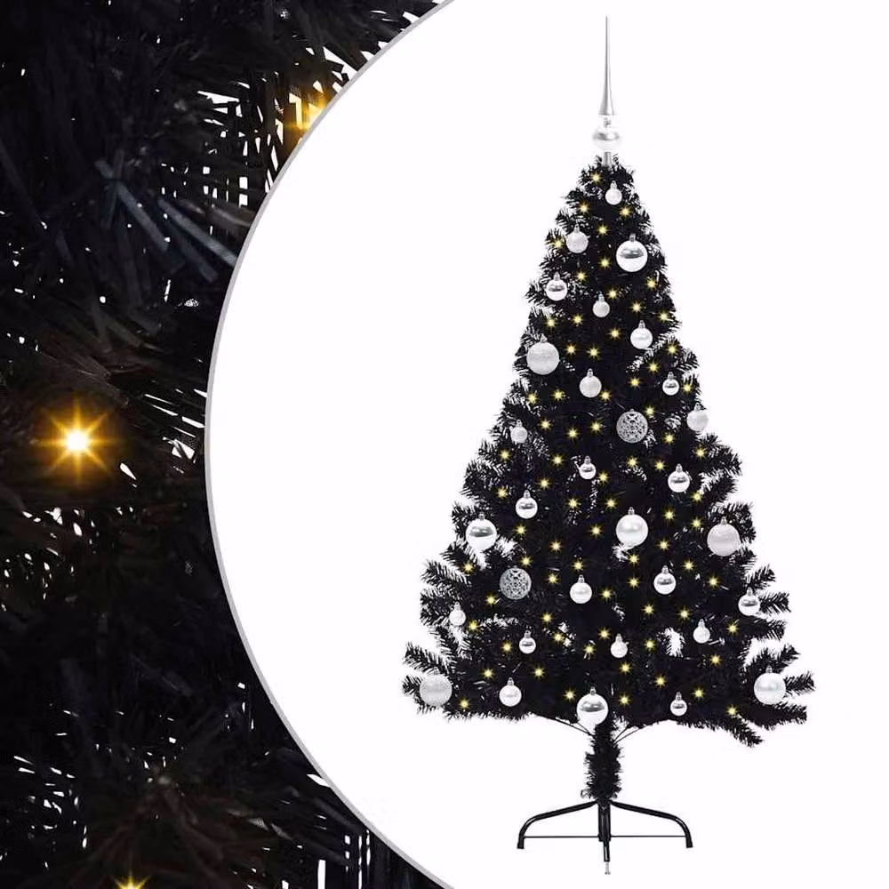 Berkfield Home Artificial Pre-lit Christmas Tree, Black, Height: 150 cm – 2