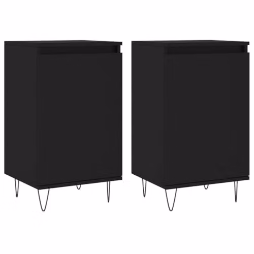 vidaXL Set of 2 Modern Black Sideboards in Engineered Wood, W/D/H: 40 x 35 x 70 cm – 1