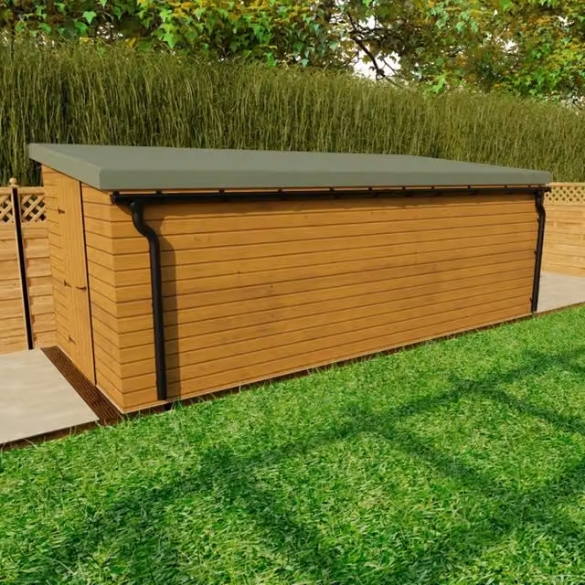 Galeco Black Galvanised Steel Half Round Gutter Standard Shed Pack for Pent Style Roofs