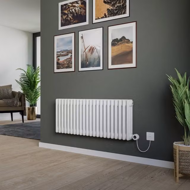 Agadon Kylo Electric Column Designer Radiator in White, H 101 x W 40 x D 40 cm