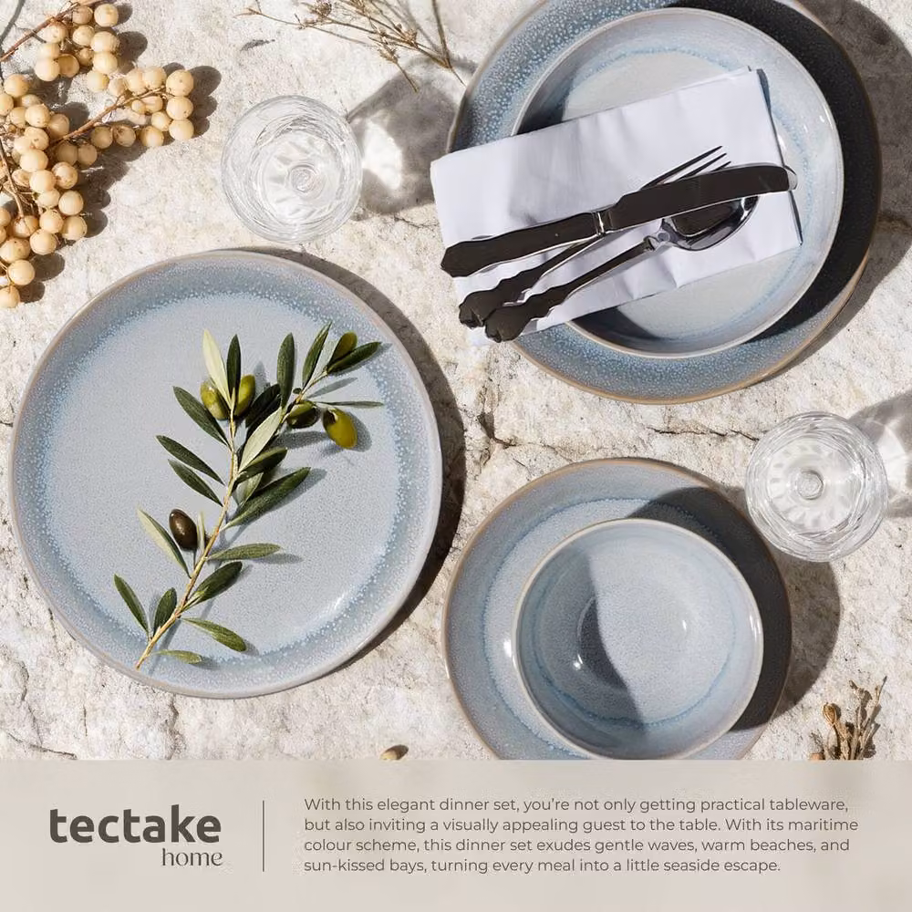 tectake Mare Glazed Stoneware Dinner Set for 6 People, Grey – 4