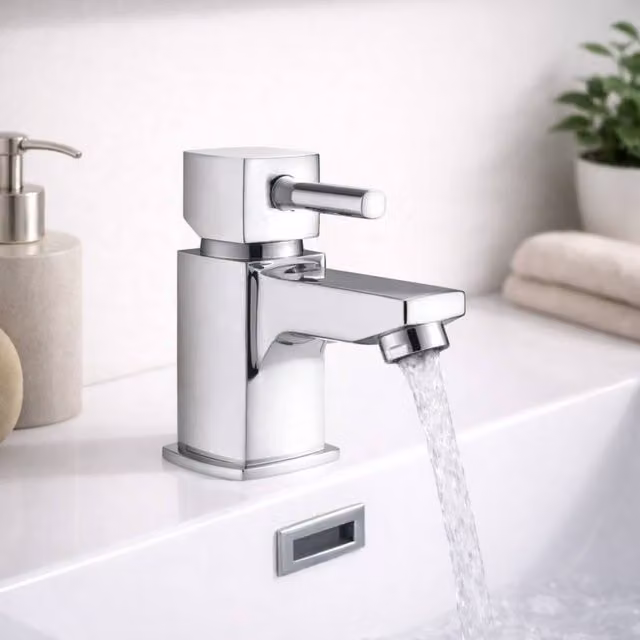 Bathroom Kingdom Forme Chrome Modern Round Basin Mixer Tap in Silver